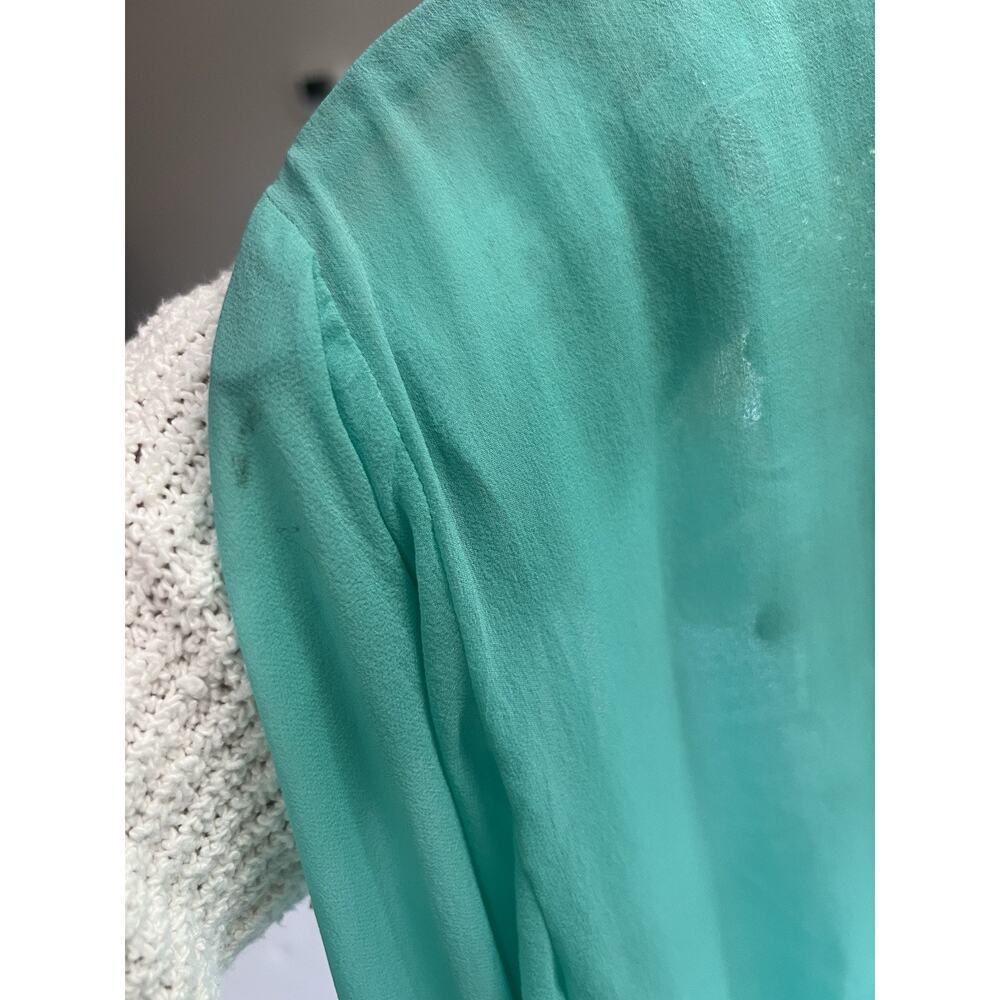 Sabrina Crippa Taj Blue Turquoise Silk Beaded Embroidered Cover Up Sheer Top Sm - Picture 8 of 10